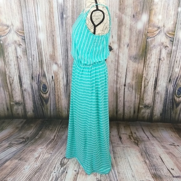 NORDSTROM 14th Place Stripe Aqua Maxi Dress - Picture 2 of 10